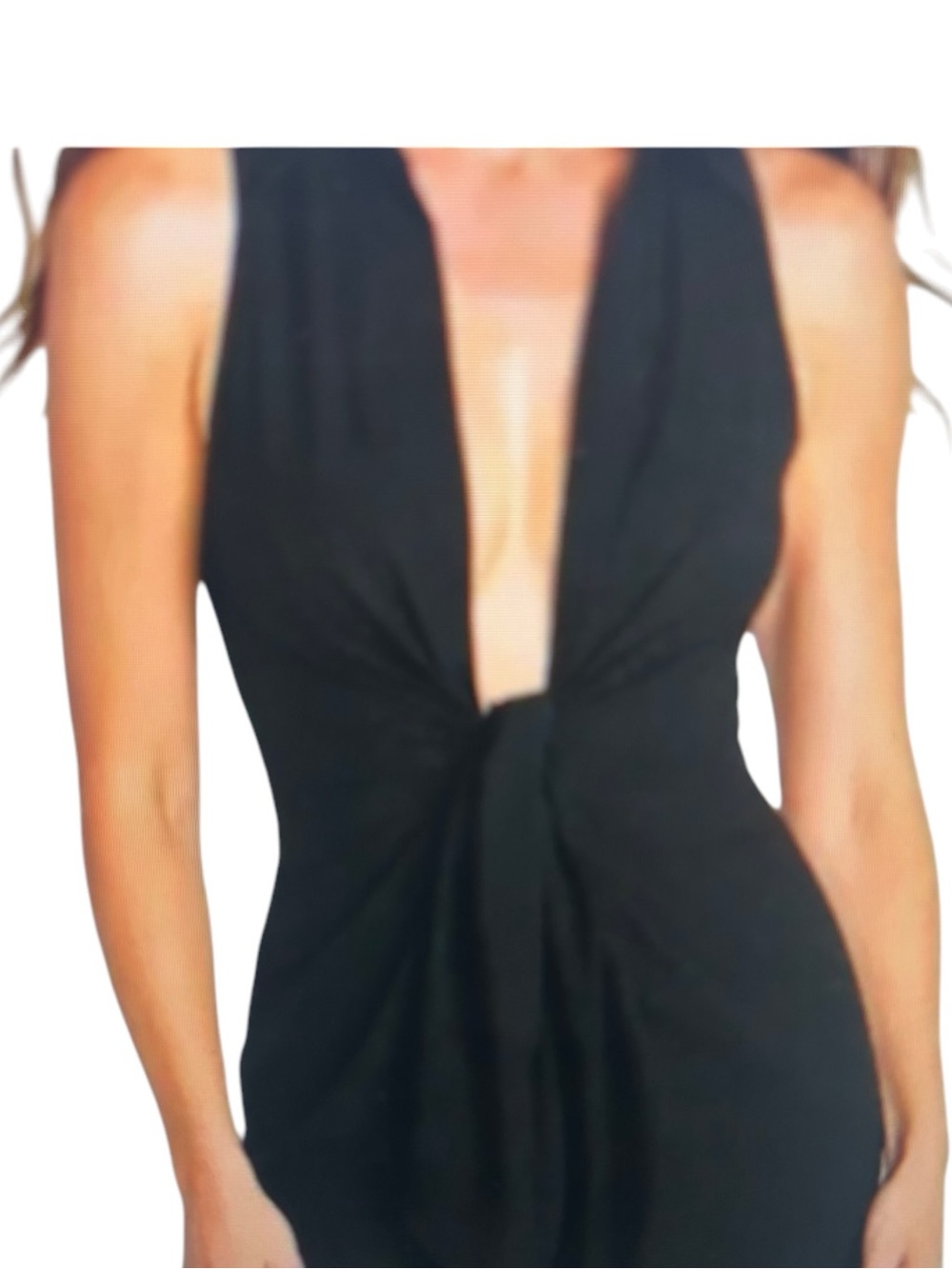 Choosy Dress Size 0 Plunging Neckline Tie Waist Women's Dress in Black NWT